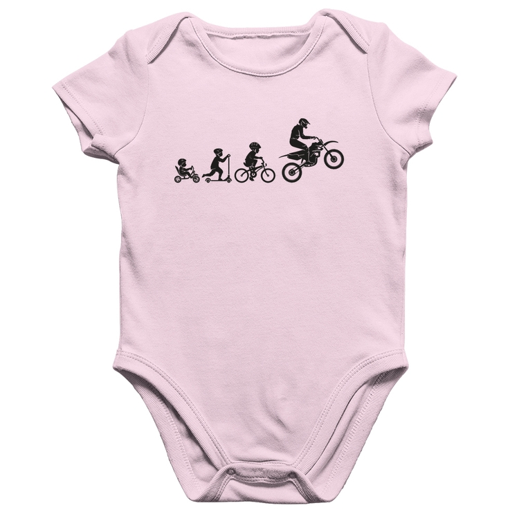 Body Bebê Algodão Evolução da Moto - Rosa Bebê