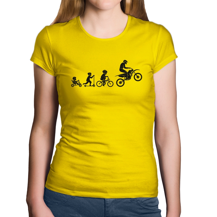 Baby Look Algodão Evolução da Moto - Amarela