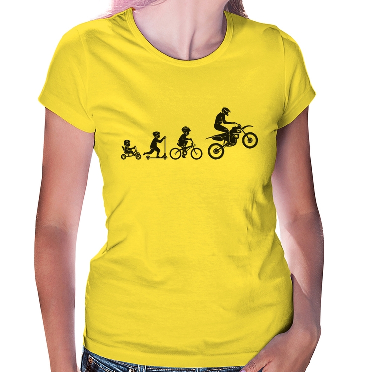 Baby Look Evolução da Moto - Amarela