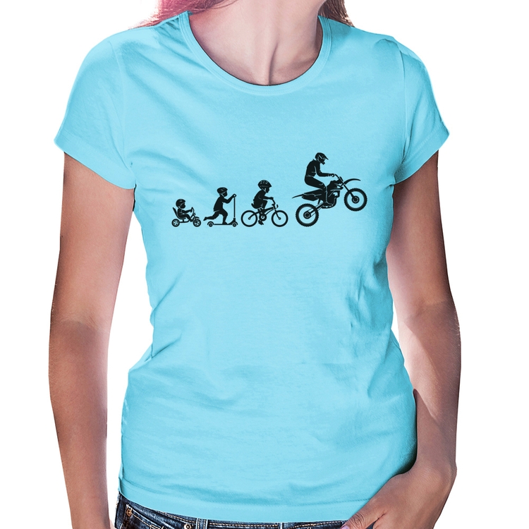 Baby Look Evolução da Moto - Azul Bebê