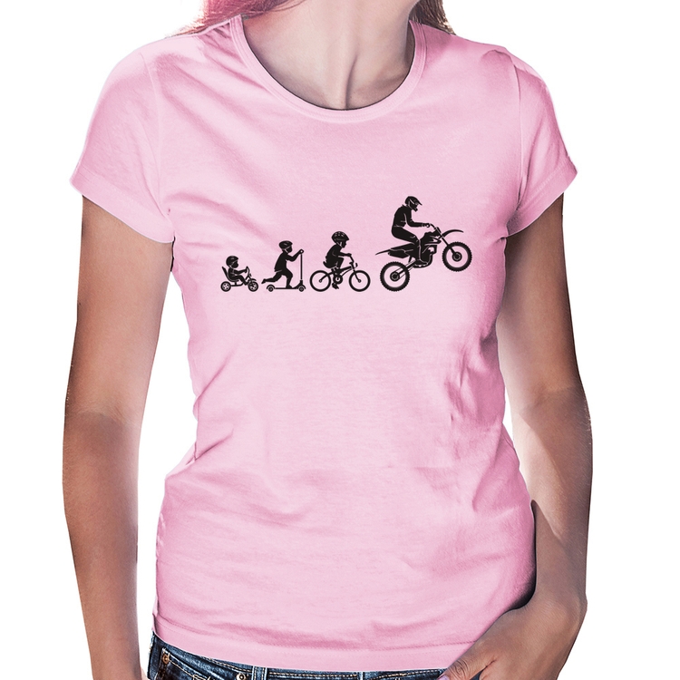 Baby Look Evolução da Moto - Rosa Bebê