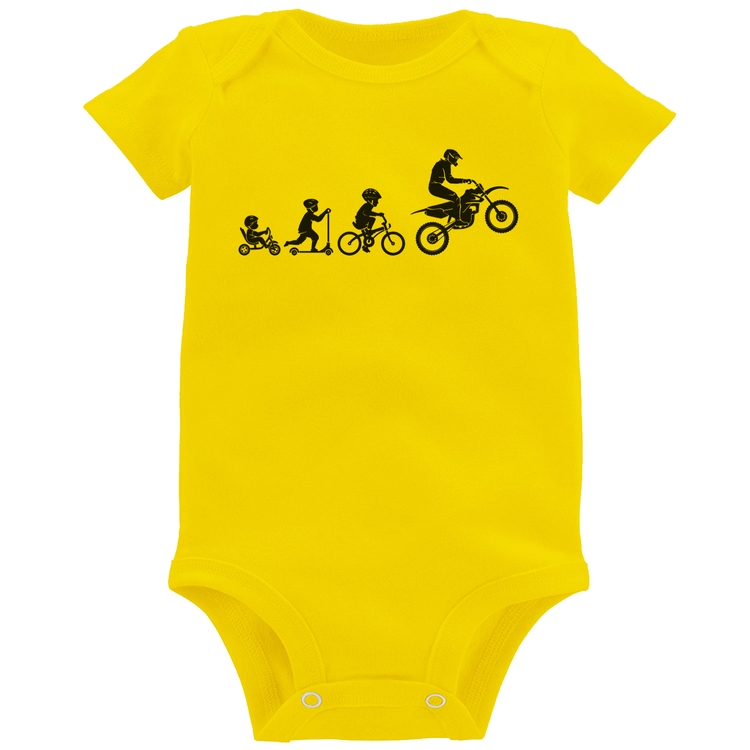 Body Bebê Evolução da Moto - Amarelo