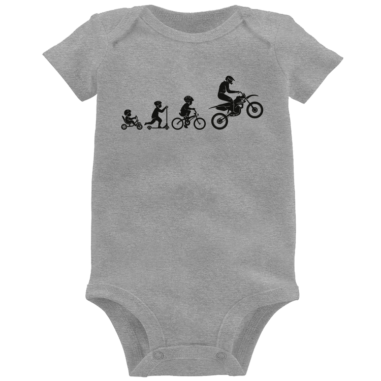 Body Bebê Evolução da Moto - Cinza