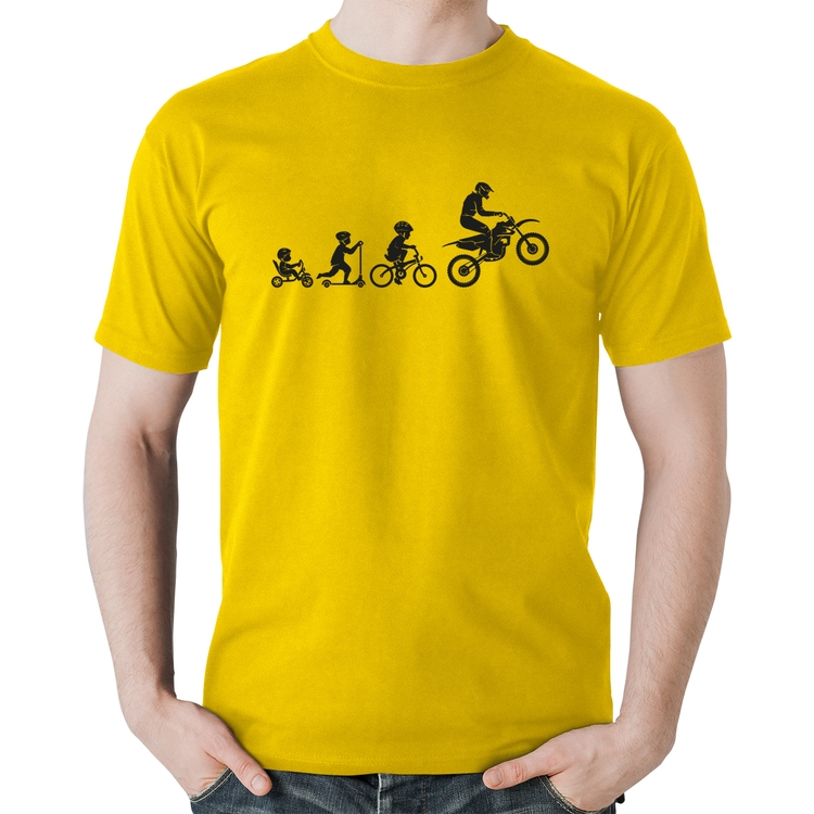 Camiseta Algodão Evolução da Moto - Amarela