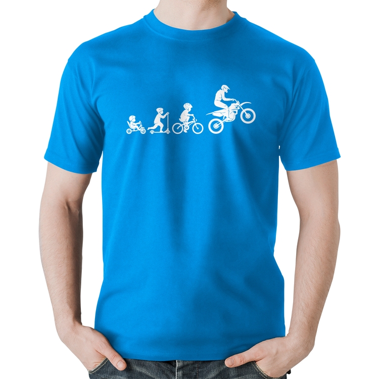 Camiseta Algodão Evolução da Moto - Azul