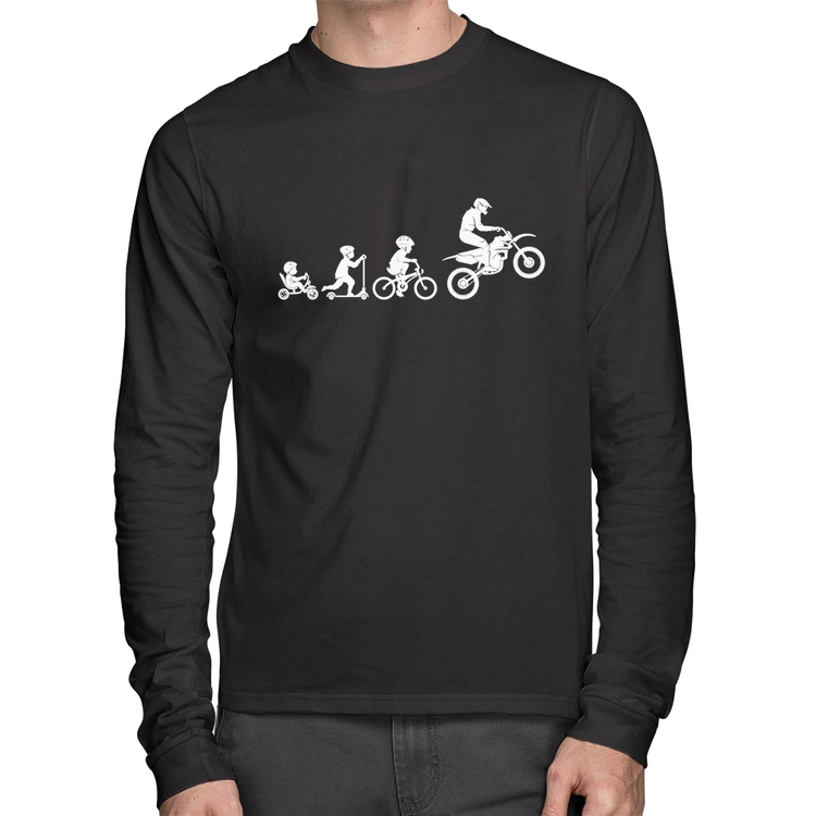 Camiseta Algodão Evolução da Moto Manga Longa