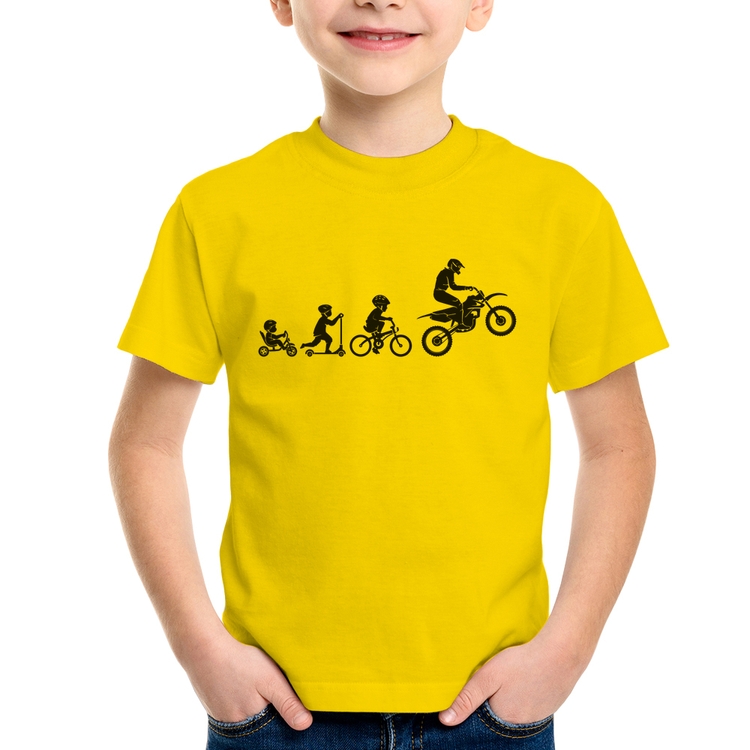 Camiseta Infantil Evolução da Moto - Amarela