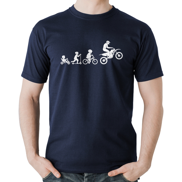 Camiseta Algodão Evolução da Moto - Marinho