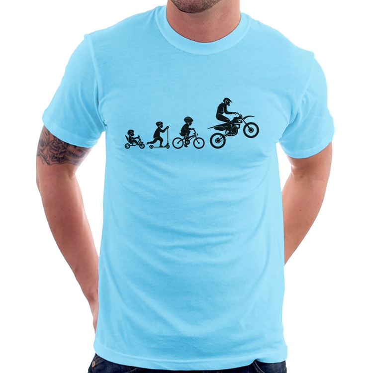 Camiseta Evolução da Moto - Azul Bebê