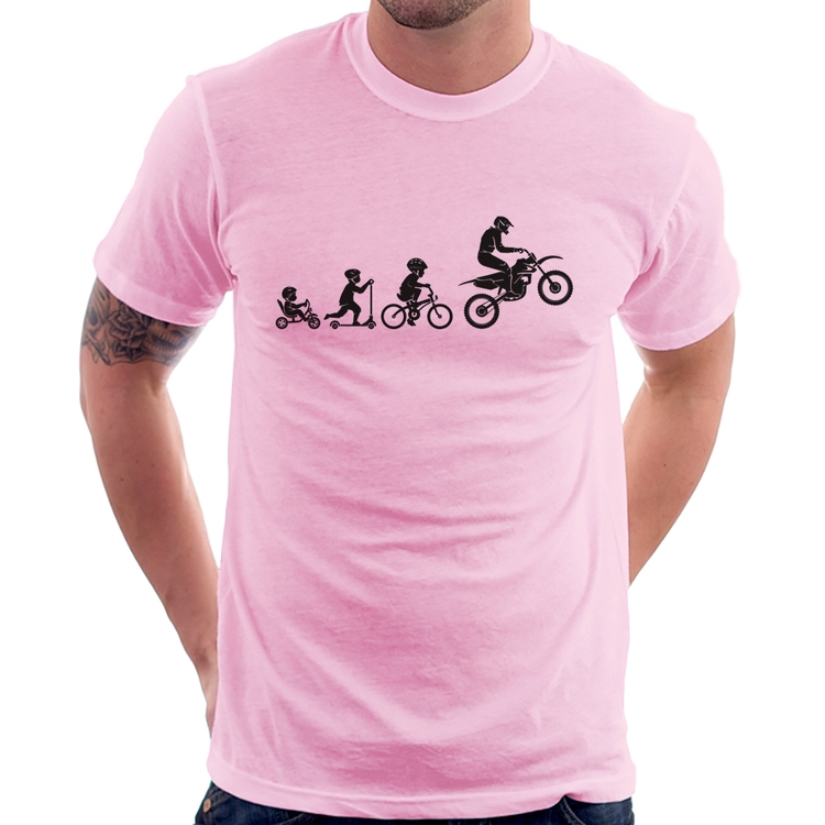 Camiseta Evolução da Moto - Rosa Bebê