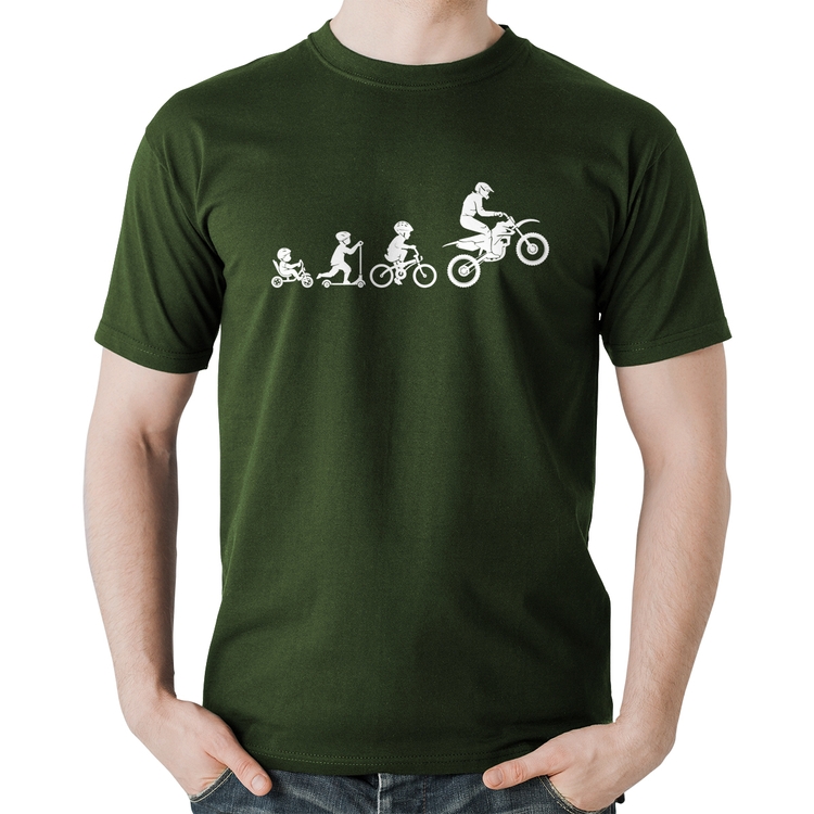 Camiseta Algodão Evolução da Moto - Musgo