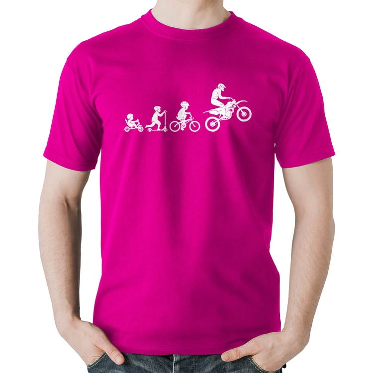 Camiseta Algodão Evolução da Moto - Rosa