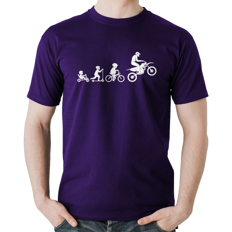 Camiseta Algodão Evolução da Moto - Roxa