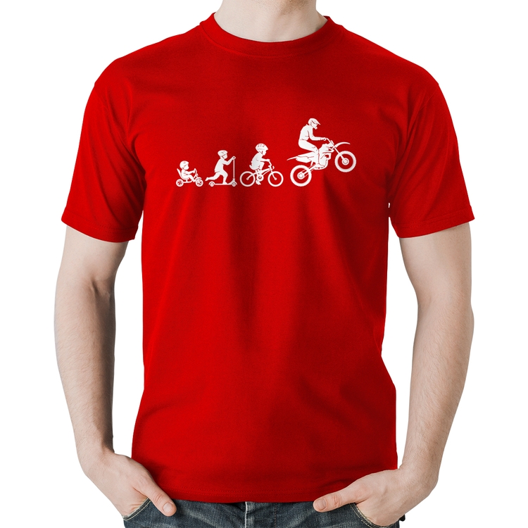 Camiseta Algodão Evolução da Moto - Vermelha