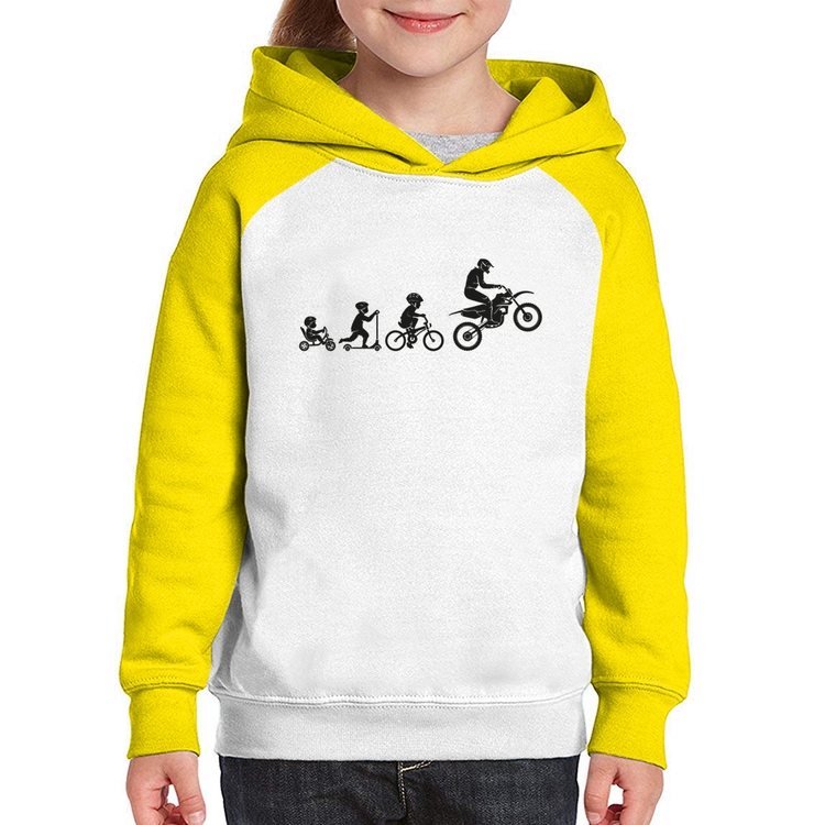 Moletom Infantil Evolução da Moto - Branco/Amarelo