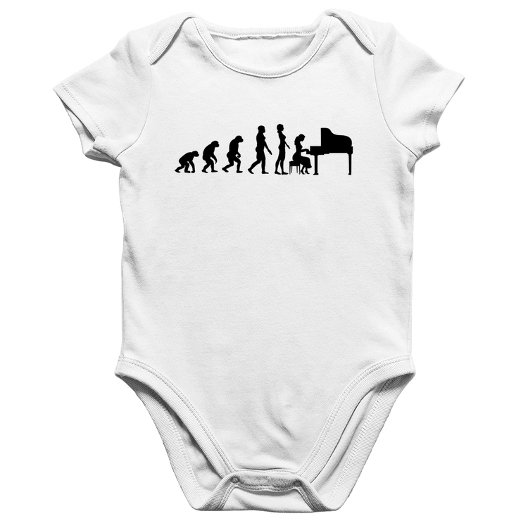 Body Bebê Algodão Evolução da Pianista (Piano) - Branco