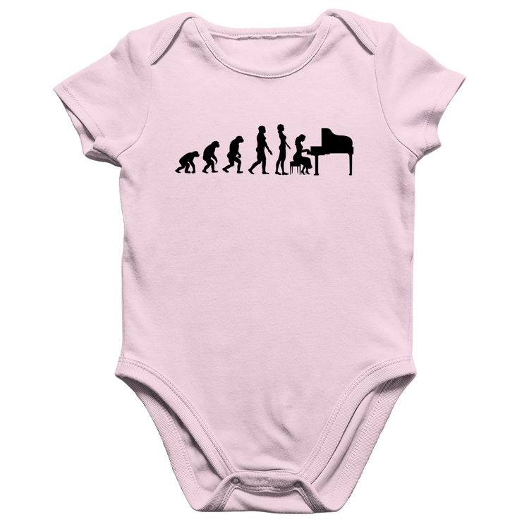 Body Bebê Algodão Evolução da Pianista (Piano) - Rosa Bebê