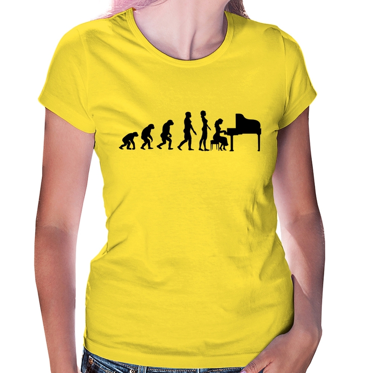 Baby Look Evolução da Pianista (Piano) - Amarela