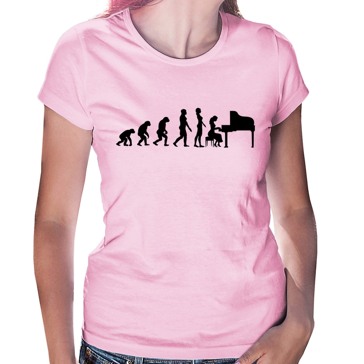 Baby Look Evolução da Pianista (Piano) - Rosa Bebê