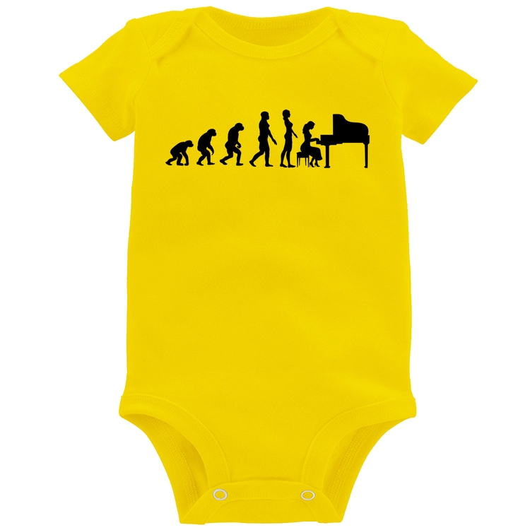 Body Bebê Evolução da Pianista (Piano) - Amarelo