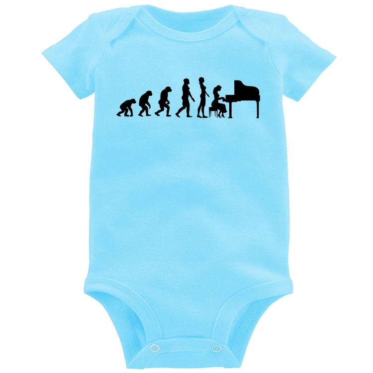 Body Bebê Evolução da Pianista (Piano) - Azul Bebê