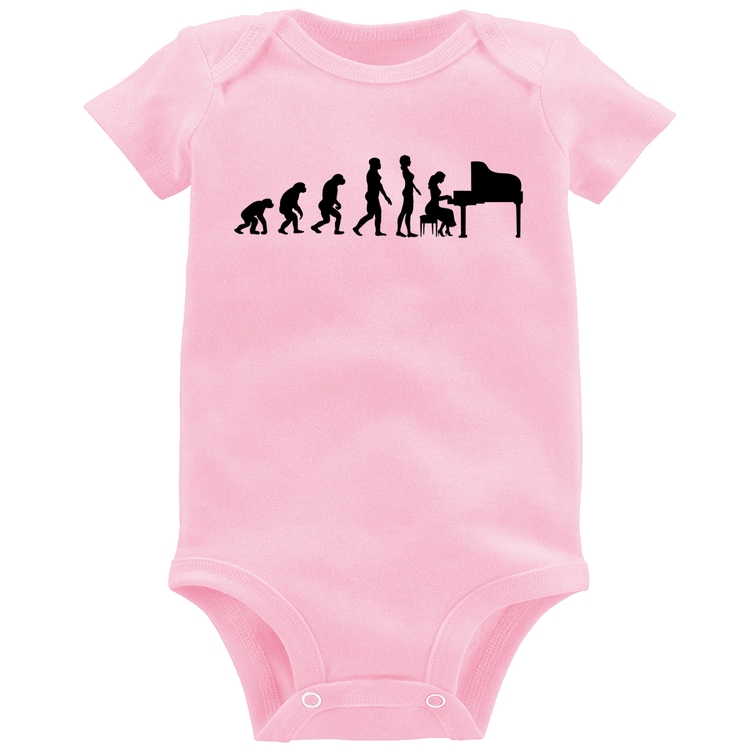 Body Bebê Evolução da Pianista (Piano) - Rosa Bebê