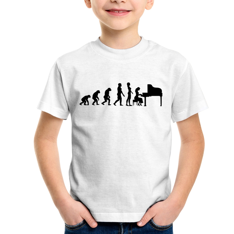 Camiseta Infantil Evolução da Pianista (Piano)
