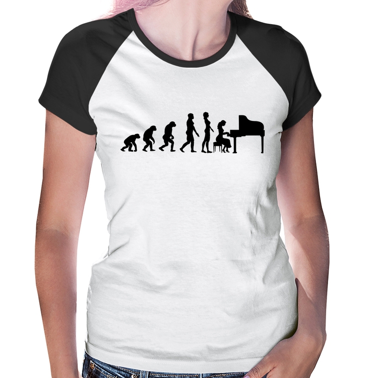 Baby Look Raglan Evolução da Pianista (Piano)