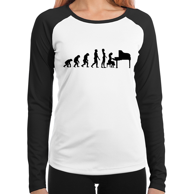 Baby Look Raglan Evolução da Pianista (Piano) Manga Longa