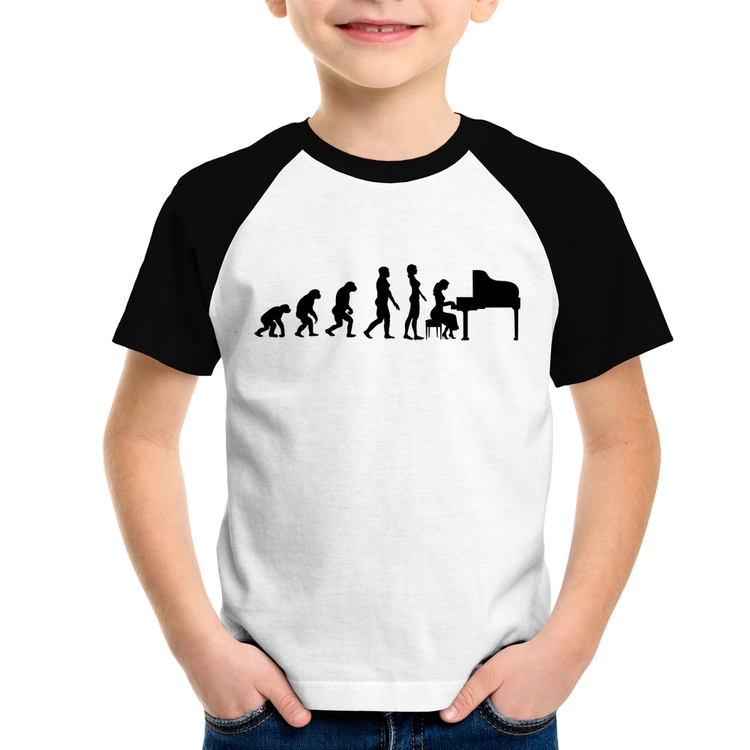 Camiseta Raglan Infantil Evolução da Pianista (Piano)
