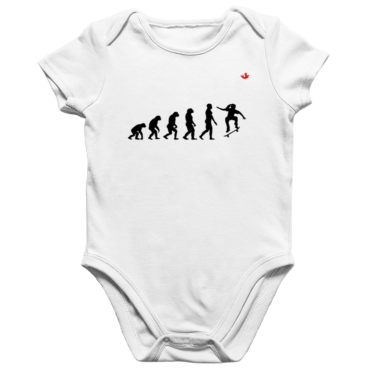 Body Bebê Algodão Evolução da Skatista - Branco