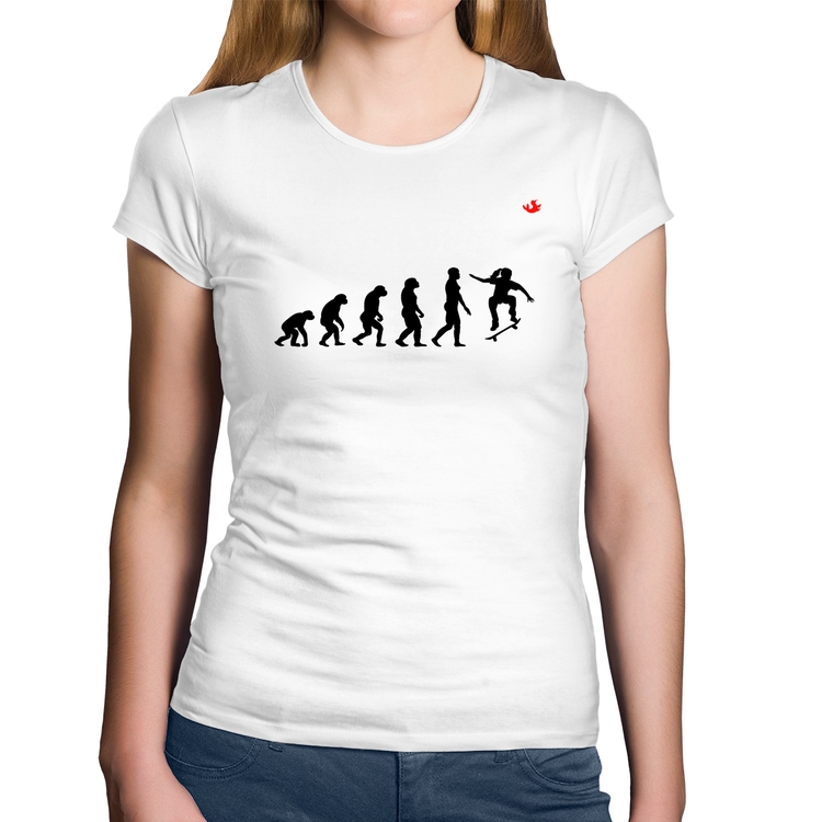 Baby Look Algodão Evolução da Skatista - Branca