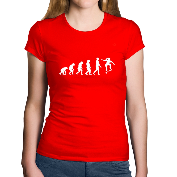 Baby Look Algodão Evolução da Skatista - Vermelha