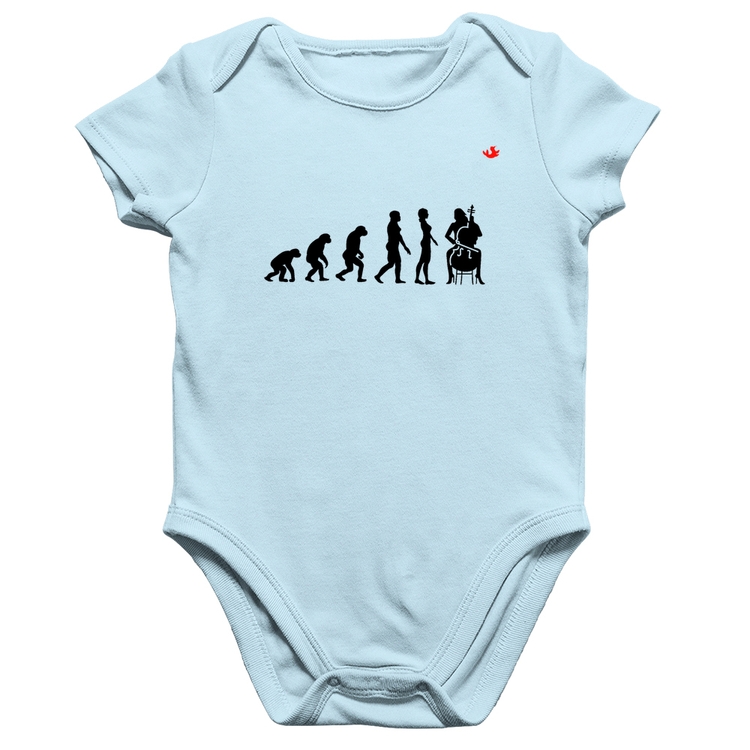 Body Bebê Algodão Evolução da Violoncelista - Azul Bebê