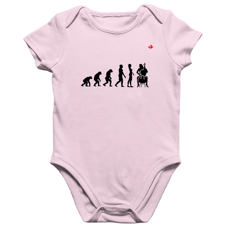 Body Bebê Algodão Evolução da Violoncelista - Rosa Bebê