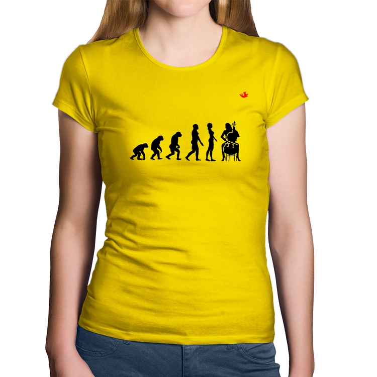 Baby Look Algodão Evolução da Violoncelista - Amarela