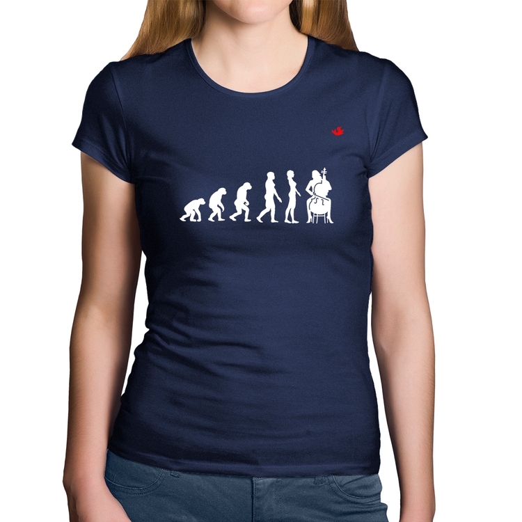 Baby Look Algodão Evolução da Violoncelista - Marinho