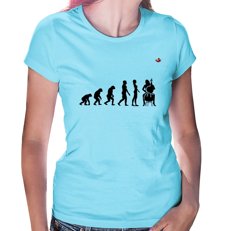 Baby Look Evolução da Violoncelista - Azul Bebê