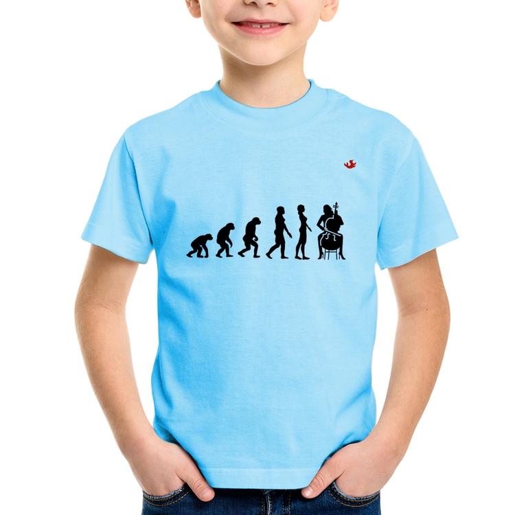 Camiseta Infantil Evolução da Violoncelista - Azul Bebê