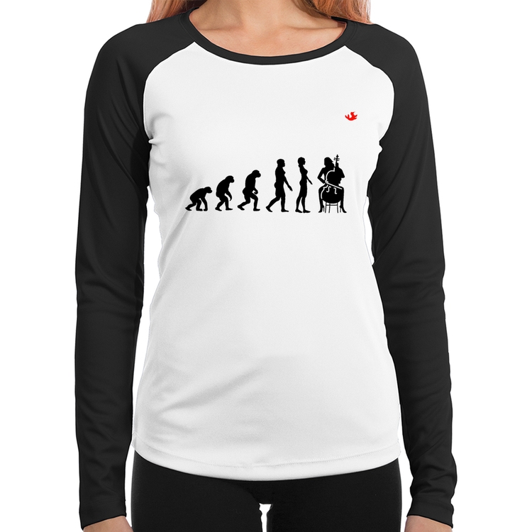 Baby Look Raglan Evolução da Violoncelista Manga Longa