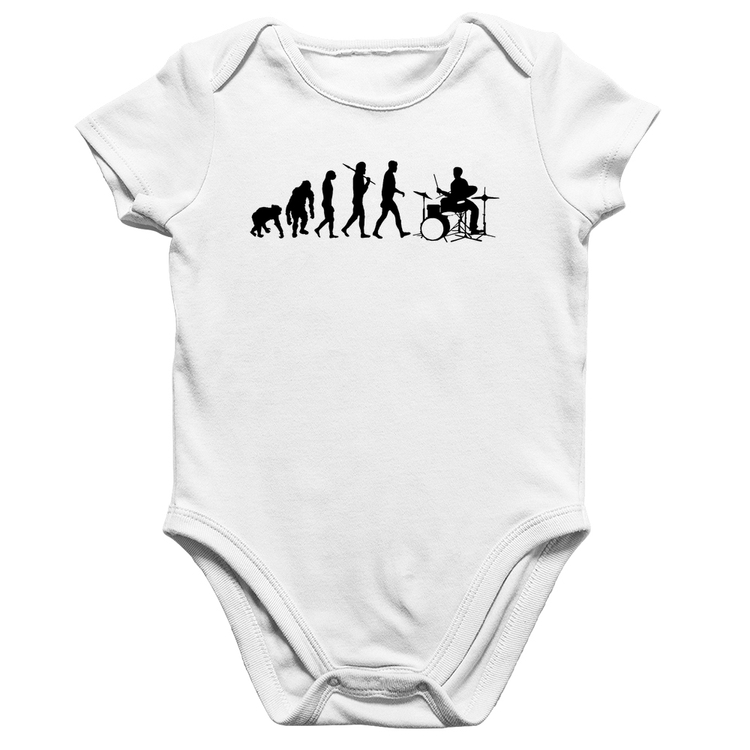 Body Bebê Algodão Evolução do Baterista - Branco