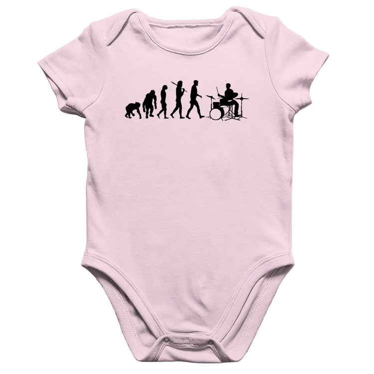 Body Bebê Algodão Evolução do Baterista - Rosa Bebê