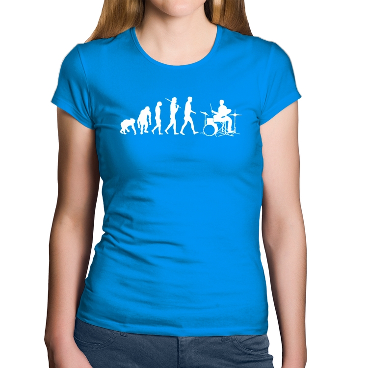 Baby Look Algodão Evolução do Baterista - Azul