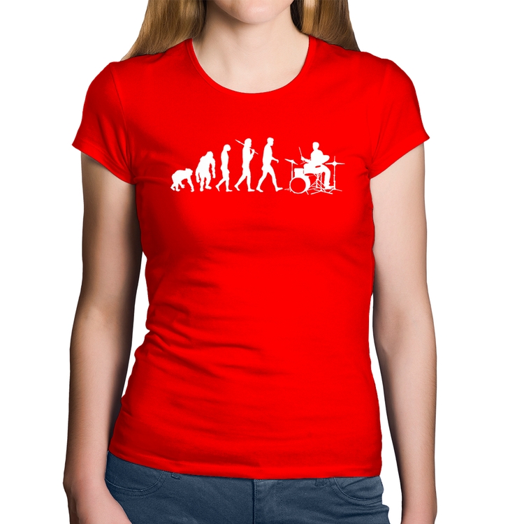 Baby Look Algodão Evolução do Baterista - Vermelha