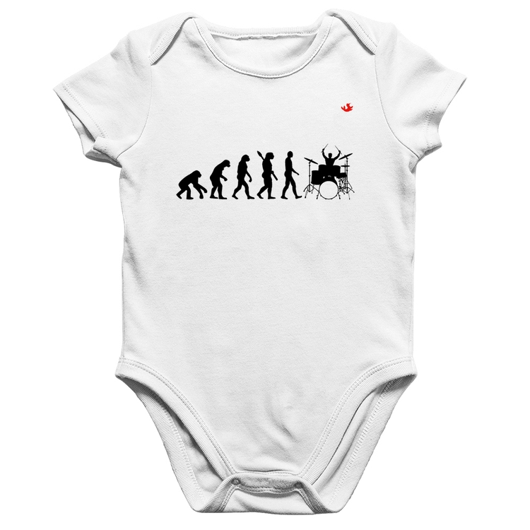 Body Bebê Algodão Evolução do Baterista (Bateria) - Branco