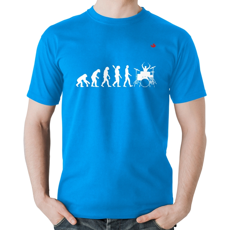 Camiseta Algodão Evolução do Baterista (Bateria) - Azul
