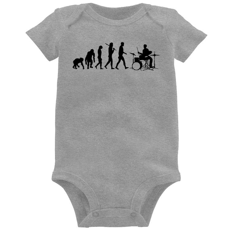 Body Bebê Evolução do Baterista - Cinza