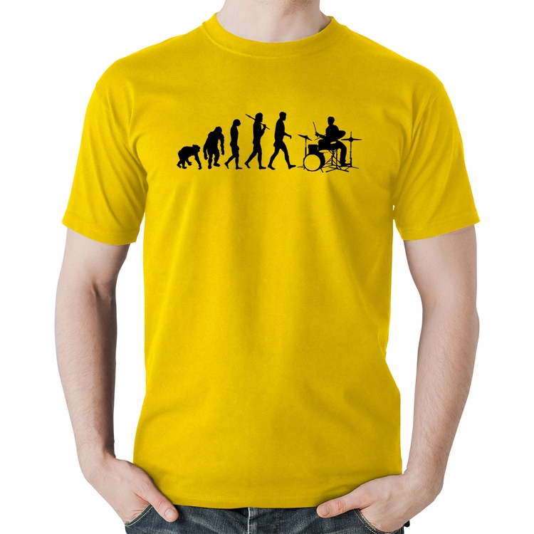 Camiseta Algodão Evolução do Baterista - Amarela