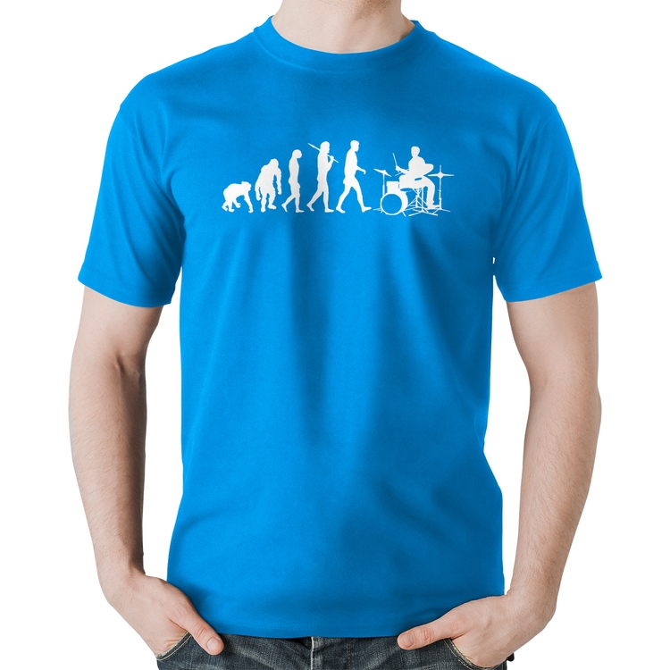 Camiseta Algodão Evolução do Baterista - Azul