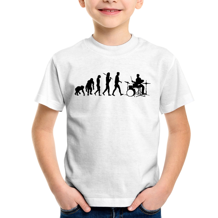 Camiseta Infantil Evolução do Baterista